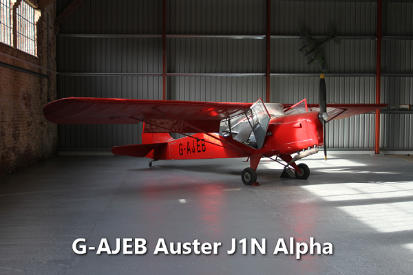 G-AJEB Auster J1N Alpha, Hooton Park Hangars